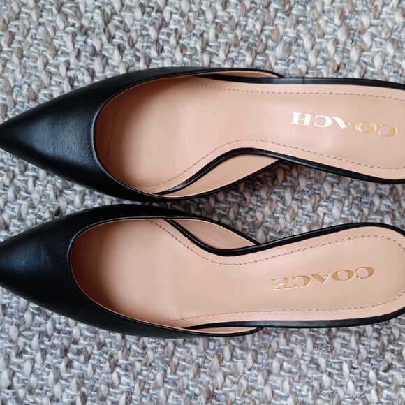 COACH Womens Point Toe Leather Kitten Heel Mules - Picture 1 of 5